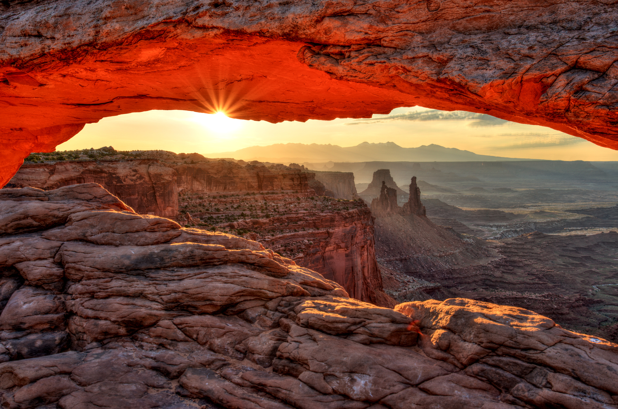 Mesa Arch at Sunrise, Canyonlands National Park, Utah (Getty Images)...