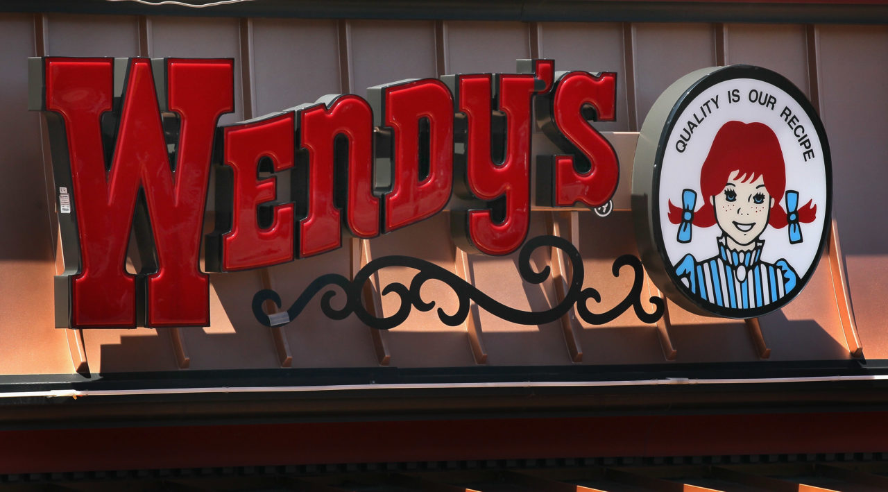 CHICAGO, IL - JUNE 13: Logo signage is displayed at a Wendy's restaurant on June 13, 2011 in Chicag...