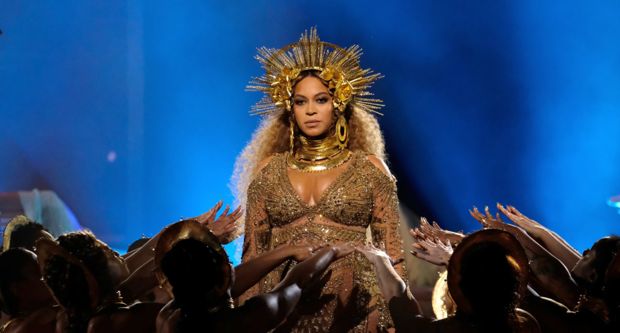 LOS ANGELES, CA - FEBRUARY 12: Singer Beyonce performs during The 59th GRAMMY Awards at STAPLES Cen...