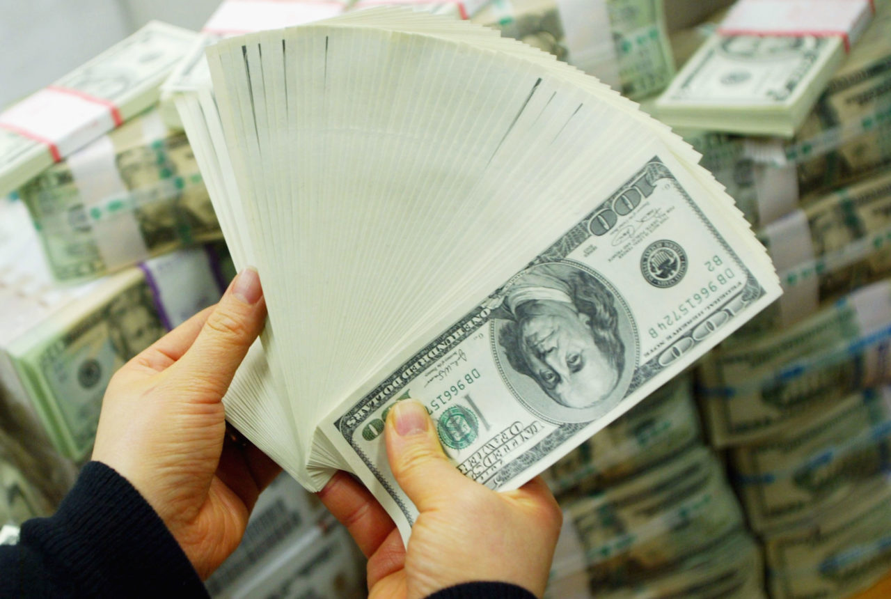 US dollar bank notes.  (Photo by Chung Sung-Jun/Getty Images)...