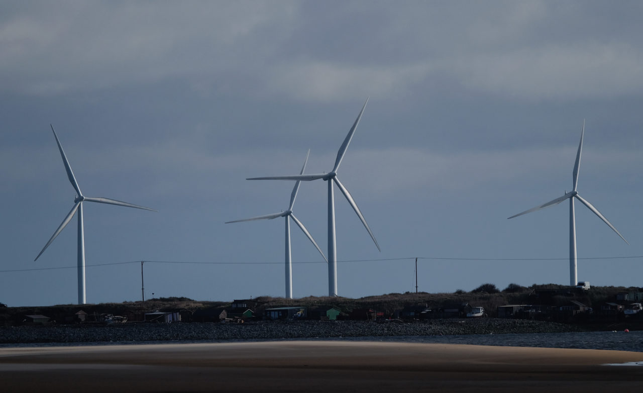 MIDDLESBROUGH, ENGLAND - FEBRUARY 23: The offshore windfarm near Redcar is seen from onboard the bo...