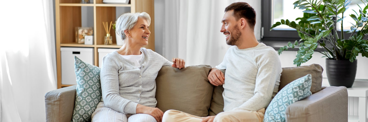 adult children - mom and son talking